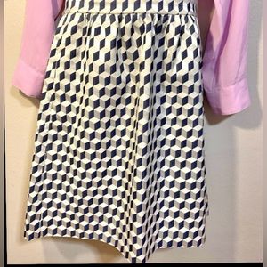 J Crew geometric silver and navy 21”skirt with pockets. Blue/silver Size…